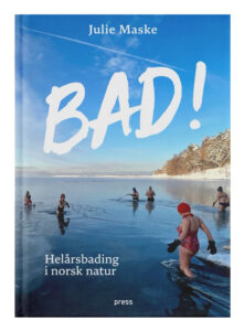 Cover av ny bok Bad - folk som går ut i kaldt vann med badedrakt og hette